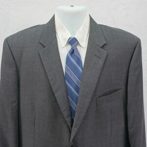 Joseph & Feiss Wool Blend Gray Plaid W/ Red Windowpane Suit Jacket 42R Tag 46R